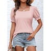 image:imageATHMILE Womens Summer Tops Square Neck Dressy Casual Blouses Ruffle Sleeve Cute Spring Beach Vacation CausalPinkstripe