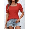 image:imageATHMILE Womens Summer Tops Square Neck Dressy Casual Blouses Ruffle Sleeve Cute Spring Beach Vacation CausalRed