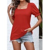 image:imageATHMILE Womens Summer Tops Square Neck Dressy Casual Blouses Ruffle Sleeve Cute Spring Beach Vacation CausalRed