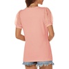 image:imageATHMILE Womens Summer Tops V Neck T Shirts Swiss Dot Puff Sleeve Tops Loose Casual TshirtsCoral Pink