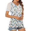 image:imageATHMILE Womens Summer Tops V Neck T Shirts Swiss Dot Puff Sleeve Tops Loose Casual TshirtsThe Leaf Print