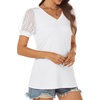 image:imageATHMILE Womens Summer Tops V Neck T Shirts Swiss Dot Puff Sleeve Tops Loose Casual TshirtsWhite