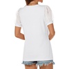 image:imageATHMILE Womens Summer Tops V Neck T Shirts Swiss Dot Puff Sleeve Tops Loose Casual TshirtsWhite