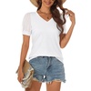 image:imageATHMILE Womens Summer Tops V Neck T Shirts Swiss Dot Puff Sleeve Tops Loose Casual TshirtsWhite