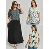 image:imageATHMILE Womens T Shirts Short Sleeve Summer Tops Pleated Dressy Casual Blouses Spring Clothes Beach Vacation 2026Floralblue
