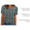 image:imageATHMILE Womens T Shirts Short Sleeve Summer Tops Pleated Dressy Casual Blouses Spring Clothes Beach Vacation 2026Floralblue