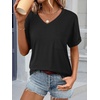 image:imageATHMILE Womens T Shirts Short Sleeve V Neck Summer Tops Basic Tees  Lightweight Breathable Casual Sorf Plus Size Spring Summer Tops ClothesBlack