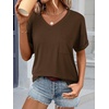 image:imageATHMILE Womens T Shirts Short Sleeve V Neck Summer Tops Basic Tees  Lightweight Breathable Casual Sorf Plus Size Spring Summer Tops ClothesBrown