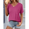 image:imageATHMILE Womens T Shirts Short Sleeve V Neck Summer Tops Basic Tees  Lightweight Breathable Casual Sorf Plus Size Spring Summer Tops ClothesHot Pink
