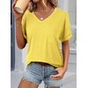 image:imageATHMILE Womens T Shirts Short Sleeve V Neck Summer Tops Basic Tees  Lightweight Breathable Casual Sorf Plus Size Spring Summer Tops ClothesLemon Yellow