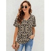 image:imageATHMILE Womens T Shirts Short Sleeve V Neck Summer Tops Basic Tees  Lightweight Breathable Casual Sorf Plus Size Spring Summer Tops ClothesLeopard