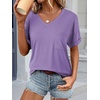 image:imageATHMILE Womens T Shirts Short Sleeve V Neck Summer Tops Basic Tees  Lightweight Breathable Casual Sorf Plus Size Spring Summer Tops ClothesLight Purple