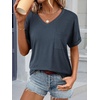 image:imageATHMILE Womens T Shirts Short Sleeve V Neck Summer Tops Basic Tees  Lightweight Breathable Casual Sorf Plus Size Spring Summer Tops ClothesNavy Blue