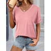 image:imageATHMILE Womens T Shirts Short Sleeve V Neck Summer Tops Basic Tees  Lightweight Breathable Casual Sorf Plus Size Spring Summer Tops ClothesPink
