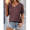 image:imageATHMILE Womens T Shirts Short Sleeve V Neck Summer Tops Basic Tees  Lightweight Breathable Casual Sorf Plus Size Spring Summer Tops ClothesWine Red
