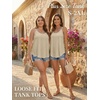 image:imageATHMILE Womens Tank Tops Sleeveless Summer Top Spaghetti Strap  Flowy Boho ClothesLoose Spring Shirt Loose FitBeach Vacation Camisole EyeletApricot