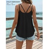 image:imageATHMILE Womens Tank Tops Sleeveless Summer Top Spaghetti Strap  Flowy Boho ClothesLoose Spring Shirt Loose FitBeach Vacation Camisole EyeletBlack