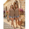 image:imageATHMILE Womens Tank Tops Sleeveless Summer Top Spaghetti Strap  Flowy Boho ClothesLoose Spring Shirt Loose FitBeach Vacation Camisole EyeletBrown