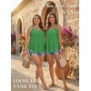 image:imageATHMILE Womens Tank Tops Sleeveless Summer Top Spaghetti Strap  Flowy Boho ClothesLoose Spring Shirt Loose FitBeach Vacation Camisole EyeletGrass Green