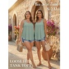 image:imageATHMILE Womens Tank Tops Sleeveless Summer Top Spaghetti Strap  Flowy Boho ClothesLoose Spring Shirt Loose FitBeach Vacation Camisole EyeletGreen