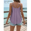 image:imageATHMILE Womens Tank Tops Sleeveless Summer Top Spaghetti Strap  Flowy Boho ClothesLoose Spring Shirt Loose FitBeach Vacation Camisole EyeletGrey Purple