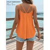 image:imageATHMILE Womens Tank Tops Sleeveless Summer Top Spaghetti Strap  Flowy Boho ClothesLoose Spring Shirt Loose FitBeach Vacation Camisole EyeletOrange