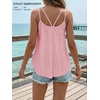 image:imageATHMILE Womens Tank Tops Sleeveless Summer Top Spaghetti Strap  Flowy Boho ClothesLoose Spring Shirt Loose FitBeach Vacation Camisole EyeletPink