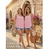 image:imageATHMILE Womens Tank Tops Sleeveless Summer Top Spaghetti Strap  Flowy Boho ClothesLoose Spring Shirt Loose FitBeach Vacation Camisole EyeletPink
