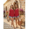 image:imageATHMILE Womens Tank Tops Sleeveless Summer Top Spaghetti Strap  Flowy Boho ClothesLoose Spring Shirt Loose FitBeach Vacation Camisole EyeletRed