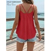 image:imageATHMILE Womens Tank Tops Sleeveless Summer Top Spaghetti Strap  Flowy Boho ClothesLoose Spring Shirt Loose FitBeach Vacation Camisole EyeletRed