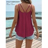 image:imageATHMILE Womens Tank Tops Sleeveless Summer Top Spaghetti Strap  Flowy Boho ClothesLoose Spring Shirt Loose FitBeach Vacation Camisole EyeletWine Red
