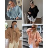 image:imageATHMILE Womens Tie Front Bow Cardigan Sweaters Chunky Knit Long Puff Sleeve Trendy Fall Winter Jacket Coats 2025Pink