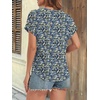 image:imageATHMILE Womens Tunics Loose Fit Dressy Blouses Summer Short Sleeve Tops with Curved Hem Beach Vacation Clothes for WomenBlue Floral
