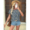image:imageATHMILE Womens Tunics Loose Fit Dressy Blouses Summer Short Sleeve Tops with Curved Hem Beach Vacation Clothes for WomenBlue Floral