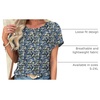 image:imageATHMILE Womens Tunics Loose Fit Dressy Blouses Summer Short Sleeve Tops with Curved Hem Beach Vacation Clothes for WomenBlue Floral