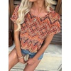 image:imageATHMILE Womens Tunics Loose Fit Dressy Blouses Summer Short Sleeve Tops with Curved Hem Beach Vacation Clothes for WomenBoho