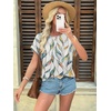 image:imageATHMILE Womens Tunics Loose Fit Dressy Blouses Summer Short Sleeve Tops with Curved Hem Beach Vacation Clothes for WomenColorful Leaf