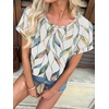 image:imageATHMILE Womens Tunics Loose Fit Dressy Blouses Summer Short Sleeve Tops with Curved Hem Beach Vacation Clothes for WomenColorful Leaf