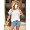 image:imageATHMILE Womens Tunics Loose Fit Dressy Blouses Summer Short Sleeve Tops with Curved Hem Beach Vacation Clothes for WomenWhite