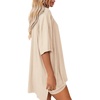 image:imageATHMILE Womens Two Piece Short Lounge Sets Spring Summer Casual Oversized Shirts Airport Travel Outfit Beach Vacation 2026Beige