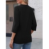 image:imageATHMILE Womens V Neck 34 Sleeve T Shirts Spring Summer Tops Tunic Casual Tees Henley Beach Vacation Basic Fashion ClothesHalfblack