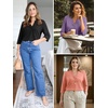 image:imageATHMILE Womens V Neck 34 Sleeve T Shirts Spring Summer Tops Tunic Casual Tees Henley Beach Vacation Basic Fashion ClothesHalfwhite