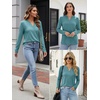 image:imageATHMILE Womens V Neck 34 Sleeve T Shirts Spring Summer Tops Tunic Casual Tees Henley Beach Vacation Basic Fashion ClothesLongteal Green