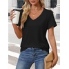 image:imageATHMILE Womens V Neck Short Sleeve Summer T Shirts Curved Hem Plain Top  Lightweight Breathable Casual Spring Summer TeeBlack