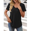 image:imageATHMILE Womens V Neck Short Sleeve Summer T Shirts Curved Hem Plain Top  Lightweight Breathable Casual Spring Summer TeeBlack