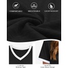 image:imageATHMILE Womens V Neck Short Sleeve Summer T Shirts Curved Hem Plain Top  Lightweight Breathable Casual Spring Summer TeeBlockblack