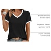 image:imageATHMILE Womens V Neck Short Sleeve Summer T Shirts Curved Hem Plain Top  Lightweight Breathable Casual Spring Summer TeeBlockblack