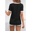 image:imageATHMILE Womens V Neck Short Sleeve Summer T Shirts Curved Hem Plain Top  Lightweight Breathable Casual Spring Summer TeeBlockblack