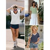 image:imageATHMILE Womens V Neck Short Sleeve Summer T Shirts Curved Hem Plain Top  Lightweight Breathable Casual Spring Summer TeeBlockblack