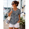image:imageATHMILE Womens V Neck Short Sleeve Summer T Shirts Curved Hem Plain Top  Lightweight Breathable Casual Spring Summer TeeBlue Flowers